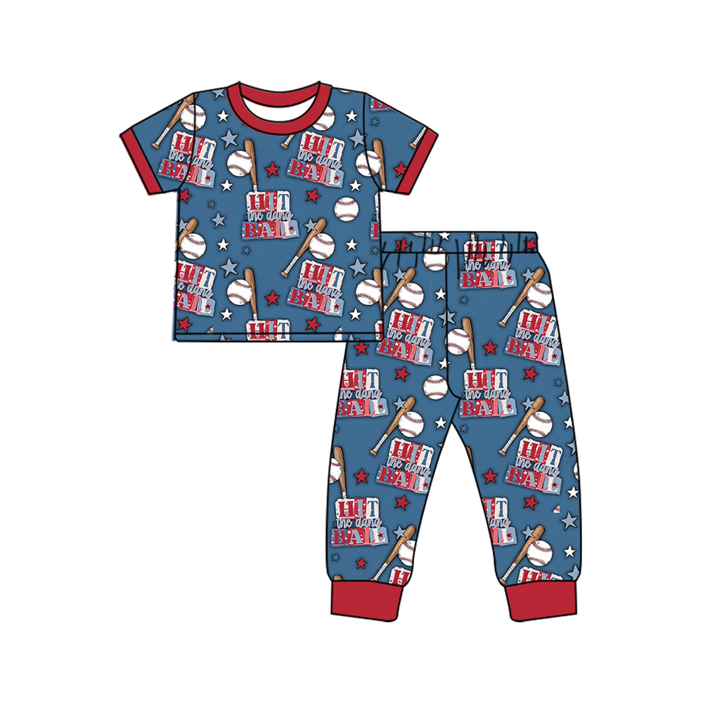 Pre order baseball print pjs sibling clothing