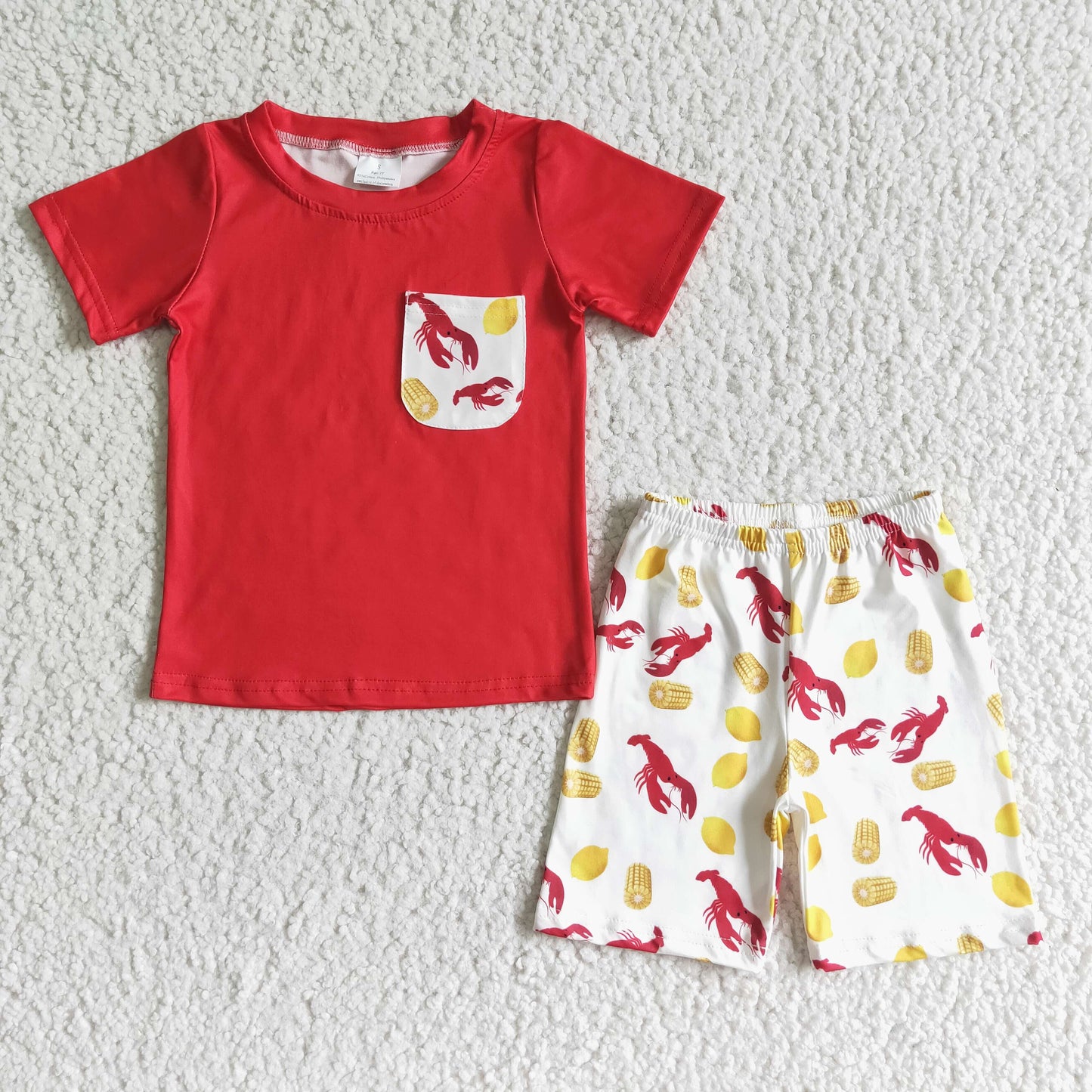 BSSO0006 red crawfish boil boy shorts set