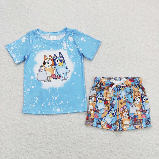 BSSO0599 Blue short sleeve shorts suit