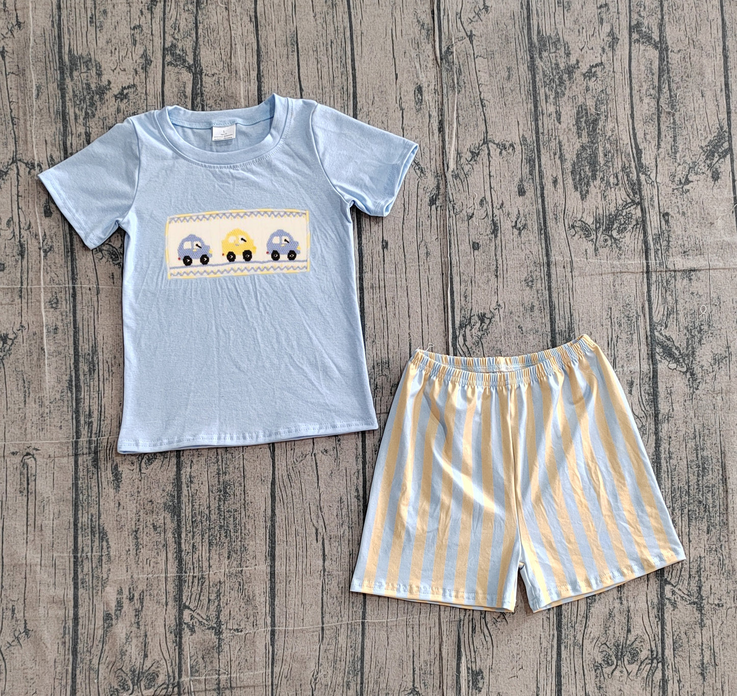 Pre order cars embroidery shorts set