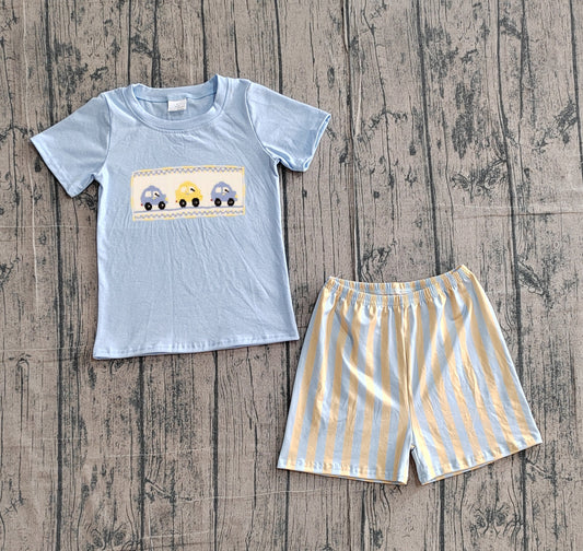 Pre order cars embroidery shorts set