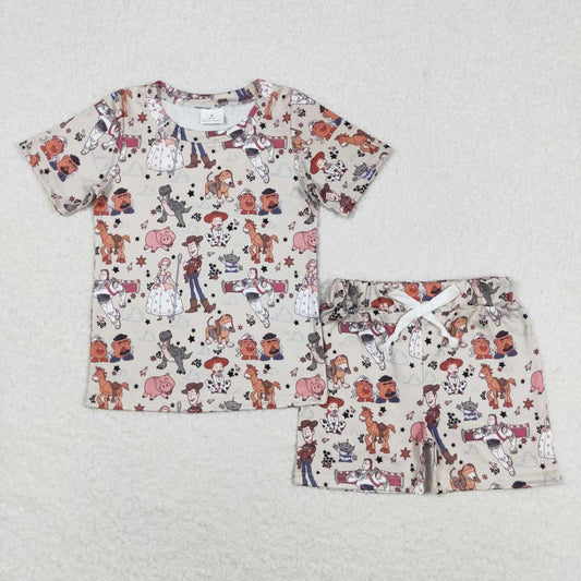 BSSO0659 Star Cartoon Short Sleeve Shorts Set