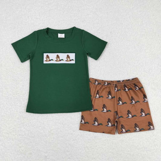 BSSO0735 Baby Boys Duck dark green short-sleeved brown shorts suit D 4.1