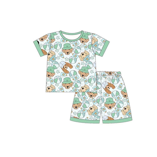 preorder BSSO0774 Baby Boys Dog Green Shorts Pajama Set