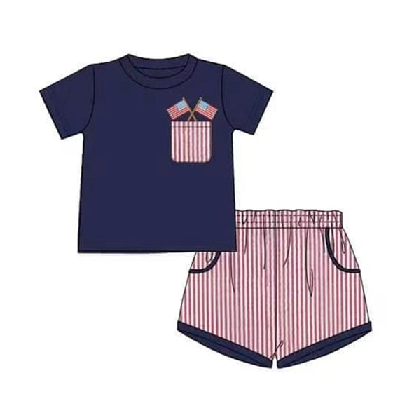 preorder BSSO0778 Baby Boys July 4th USA Flag Shorts Set