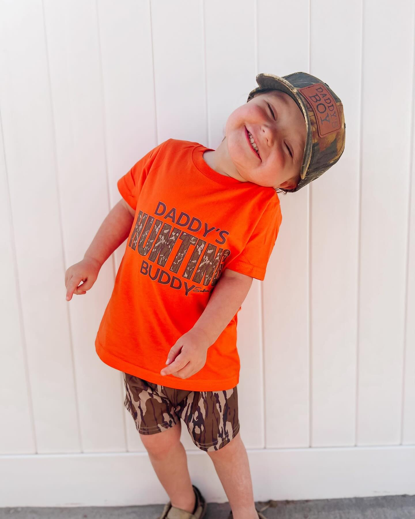 BSSO0922 daddy's hunting buddy orange short sleeve camouflage shorts suit  BT0672+SS0201