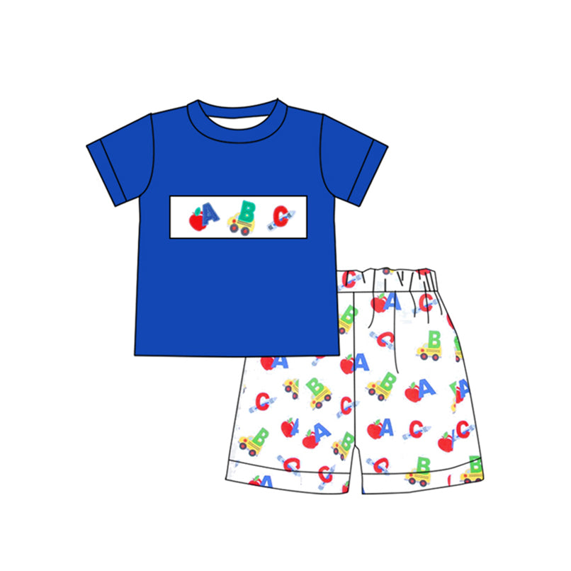 presale BSSO0927 Apple Blue Short Sleeve White Shorts Suit