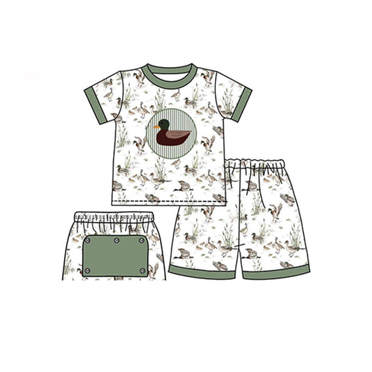 presale BSSO0938 Duck Green and White Short Sleeve Shorts Pajama Set