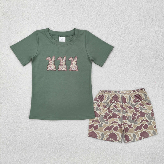 BSSO1004 Camouflage rabbit green short-sleeved shorts suit