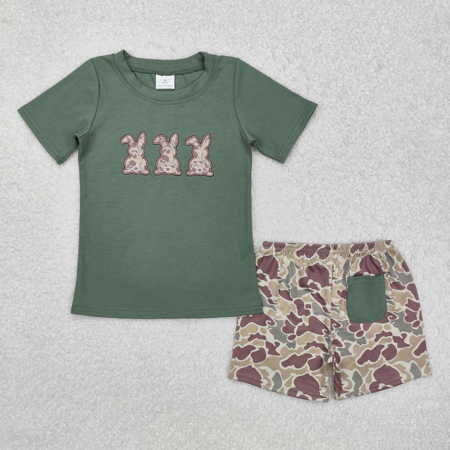 BSSO1004 Camouflage rabbit green short-sleeved shorts suit