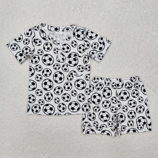 BSSO1008  Football Pocket White Short Sleeve Shorts Set
