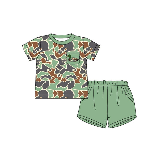 Presale BSSO1014 Duck Pocket Camouflage Short Sleeve Shorts Set  2024 10.24