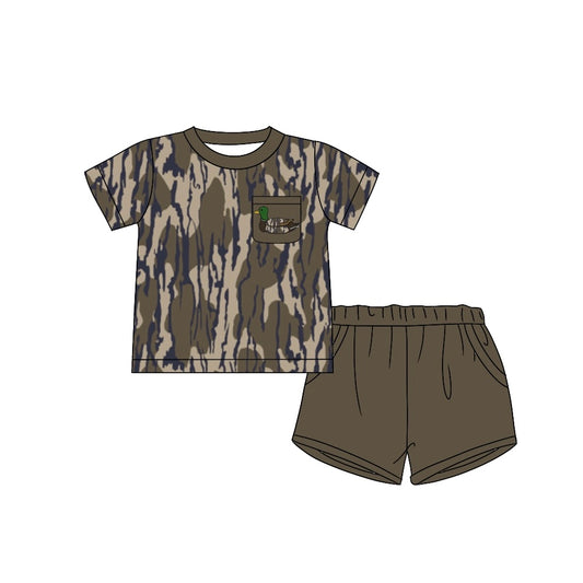 Presale BSSO1015 Duck Pocket Army Green Camouflage Short Sleeve Shorts Set 2024 10.24