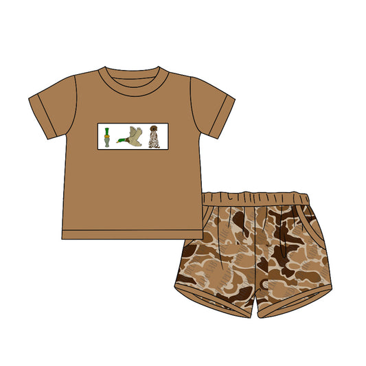 Presale BSSO1020  Bottle Duck Puppy Brown Short Sleeve Camouflage Shorts Set 2024 10.24