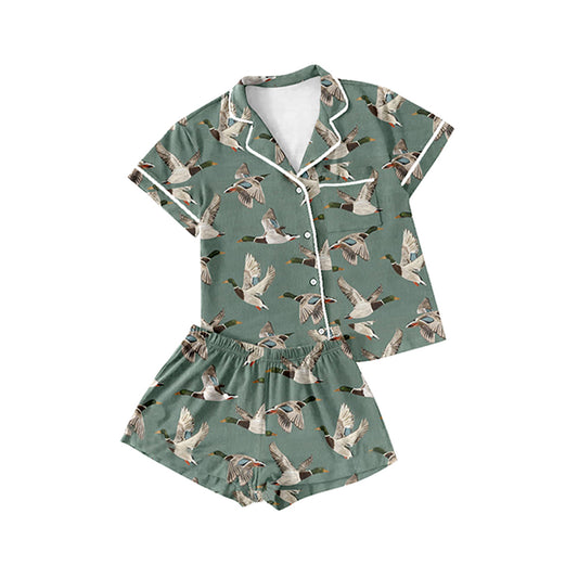 presale BSSO1046 Adult male duck green short-sleeved shorts pajama set 2024 10.31