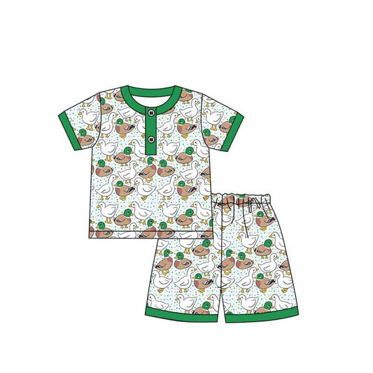 presale BSSO1055 Duck Animal Green Short Sleeve Shorts Pajama Set 2024 11.2