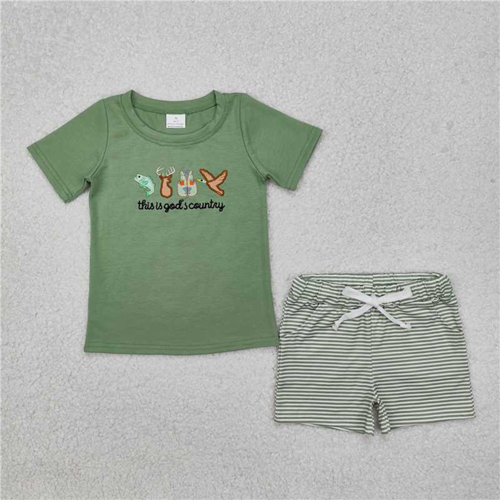 Match Embroidery Baby Boys Girls Girls Baby Boys God Country Hunting Season Rompers Clothes Sets  D 3.13