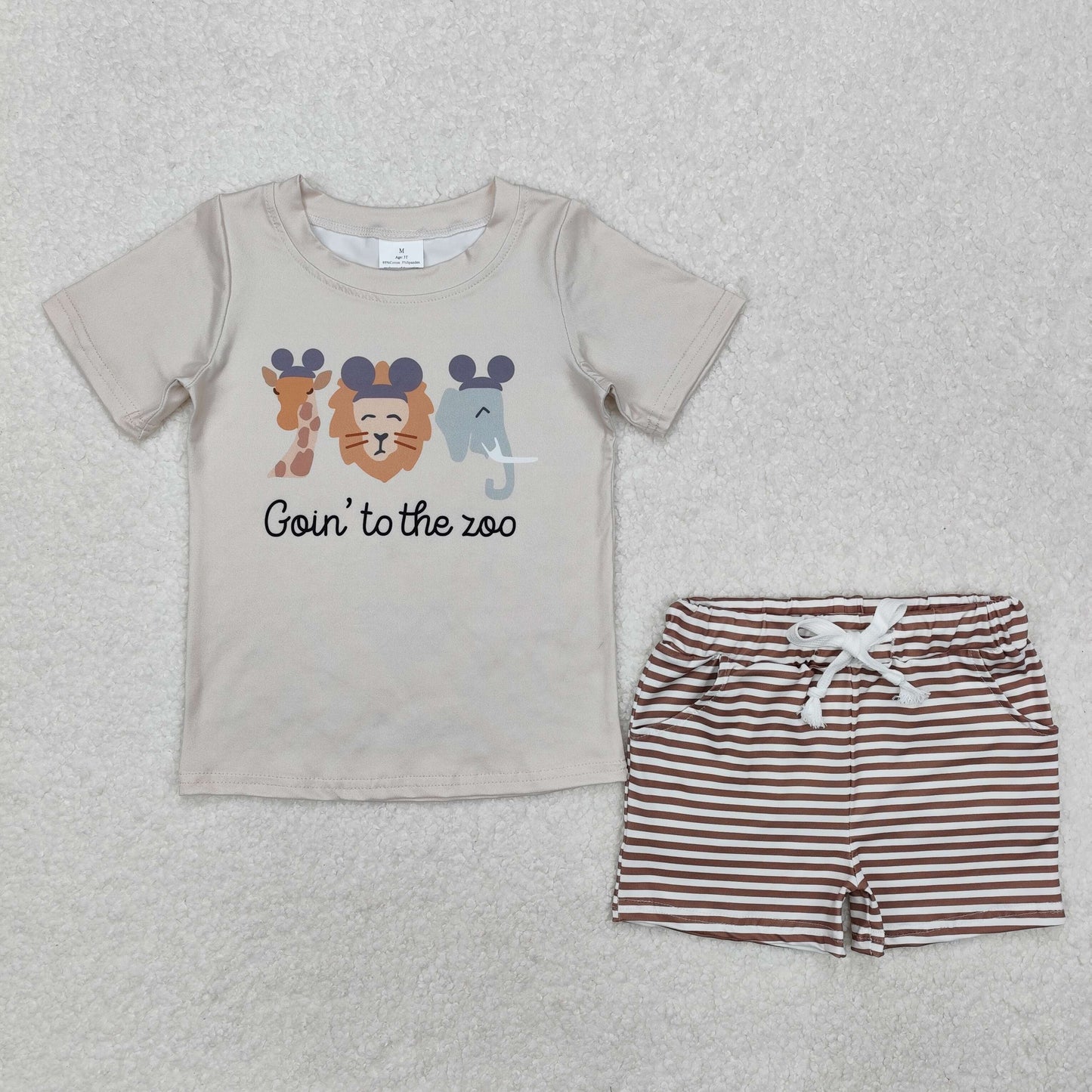 BSSO1109 goin' to the zoo animal shorts set