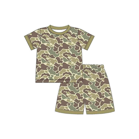 Presale BSSO1116 Camouflage brown and green short-sleeved shorts pajama set  2024 11.16
