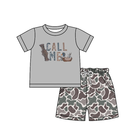 presale BSSO1151 Letter duck grey short sleeve camouflage shorts suit 2024 11.28