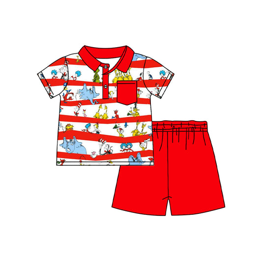 presale BSSO1156 Red pocket white short-sleeved shorts suit 2024 11.29