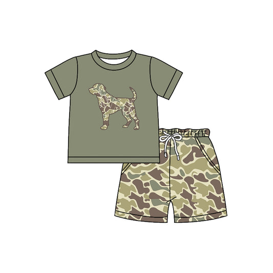 presale BSSO1158 Camouflage Puppy Green Short Sleeve Shorts Set 2024 11.30