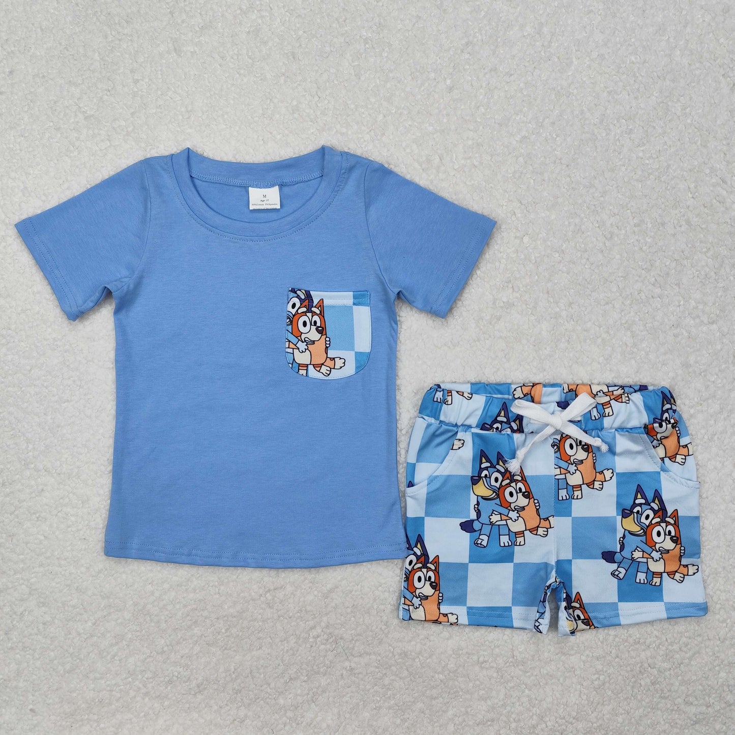 BSSO1211 Baby Boys Sister Dogs Pocket Shirts Shorts Clothes Sets D 4.12