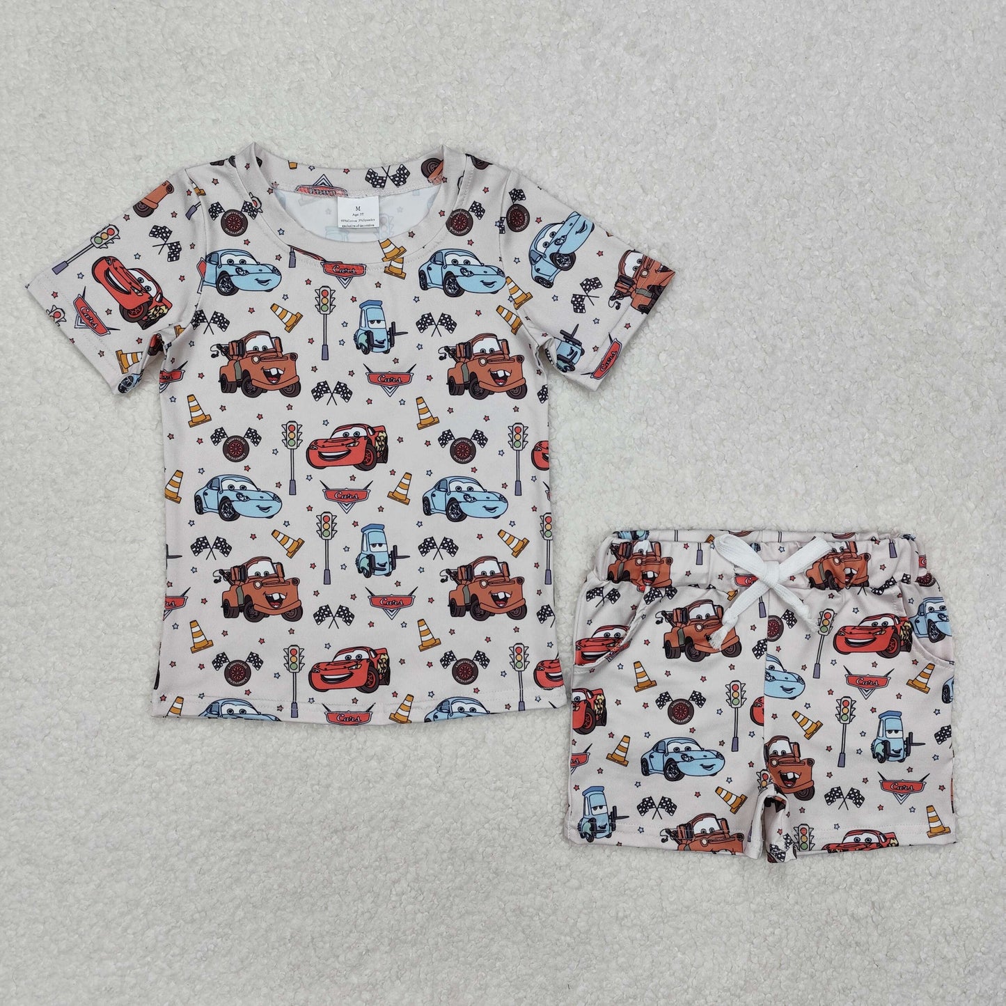 BSSO1233 Baby Boys Car Racing Shirt Shorts Pajamas Clothes Sets D 4.8