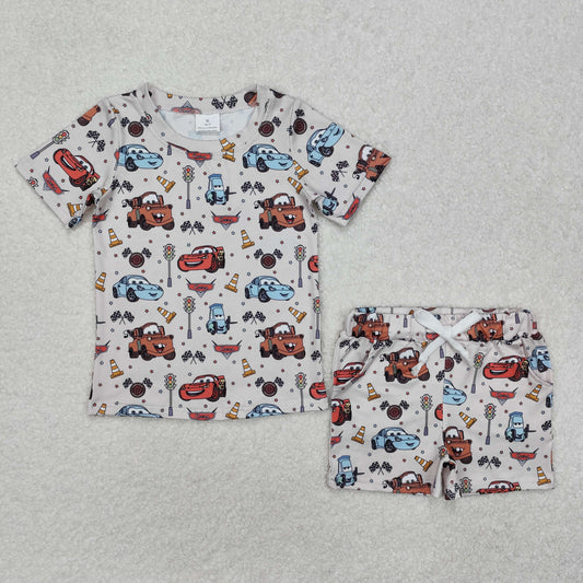 BSSO1233 Baby Boys Car Racing Shirt Shorts Pajamas Clothes Sets D 4.8