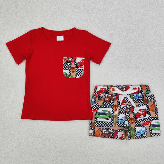 BSSO1256 Baby Boys Car Cactus Pocket Shirts Shorts Clothes Sets D 4.4