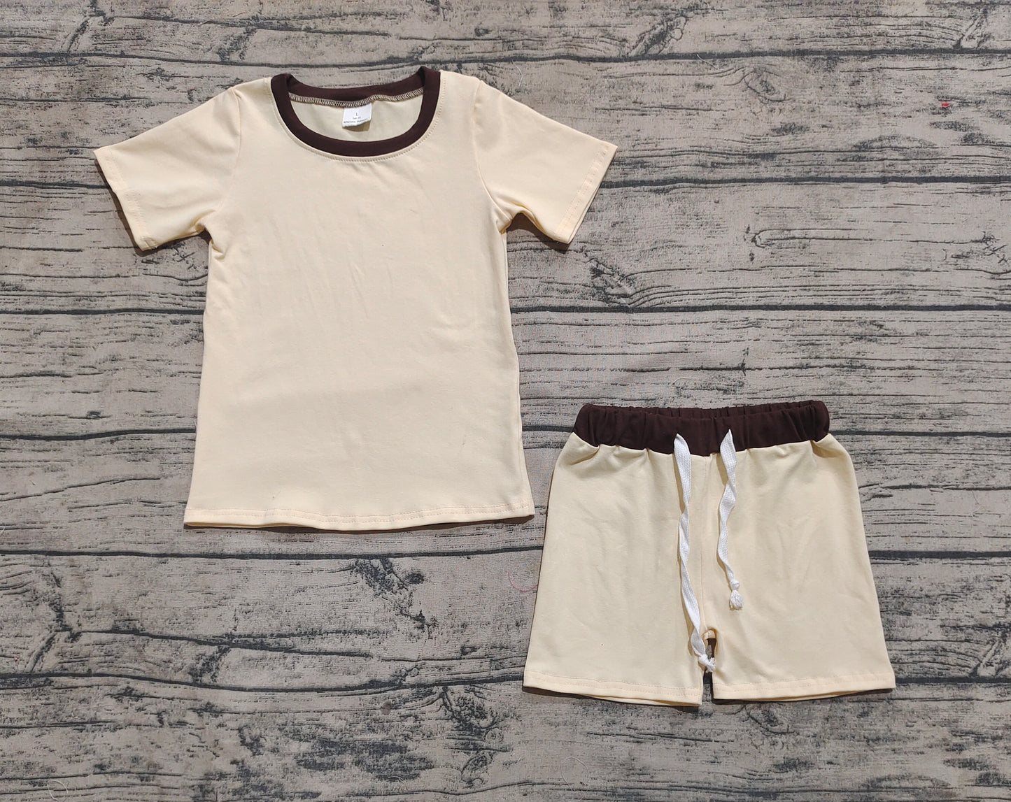 BSSO1310 Baby Boys Ivory Shirt Top Cotton Shorts Clothes Sets  D 4.7