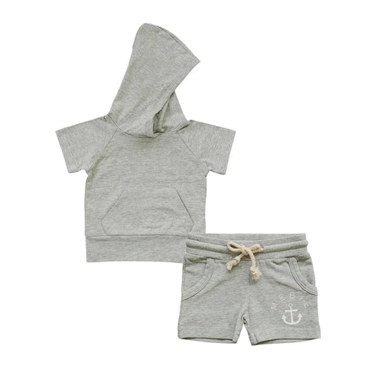 presale BSSO1327  Grey pocket hooded short-sleeved shorts with nautical logo D 2.12