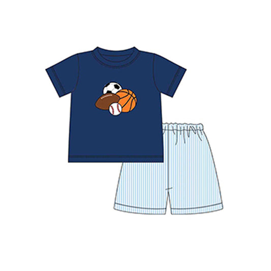 presale BSSO1332  Blue Tree Pattern Pocket White Short Sleeve Shorts Set   D 2.13