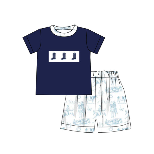 presale BSSO1342  Baby Boys Western Boots Top Rodeo Shorts Clothes Sets  2025 2.15