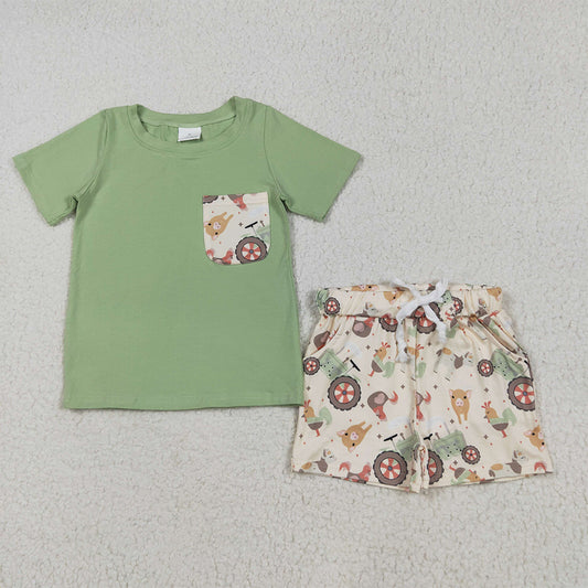BSSO1460 Baby Boys Pocket Top Chicks Pigs Short Farm Set D 5.30