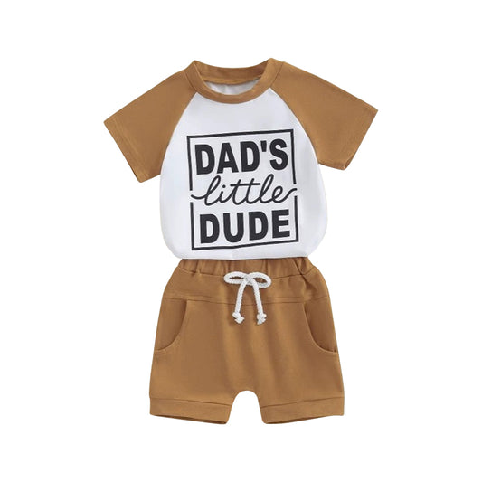 presale BSSO1474 Baby Boys Khaki Short Sleeves Dad's Litter Top Pockets Short Set D 3.28