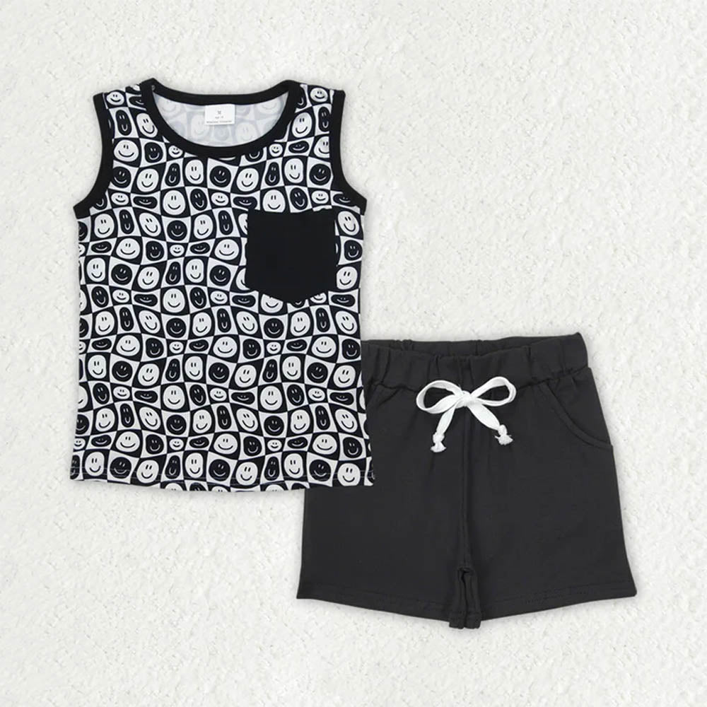 Sibling Baby Boys Sleeveless Tee Shirt Top Smiles Western Howdy Shorts Clothes Sets D 7.8