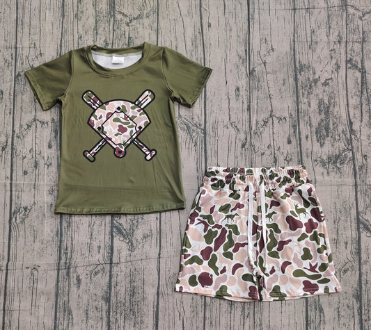 presale BSSO1592 Baby Girls Deer Ducks Camo Baseball Top Shorts Team Clothes Sets D 1103