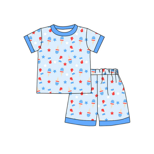 presale BSSO1642 Baby Boys Stars Ice Creams Shorts July 4th Pajamas Clothes Sets D 1122