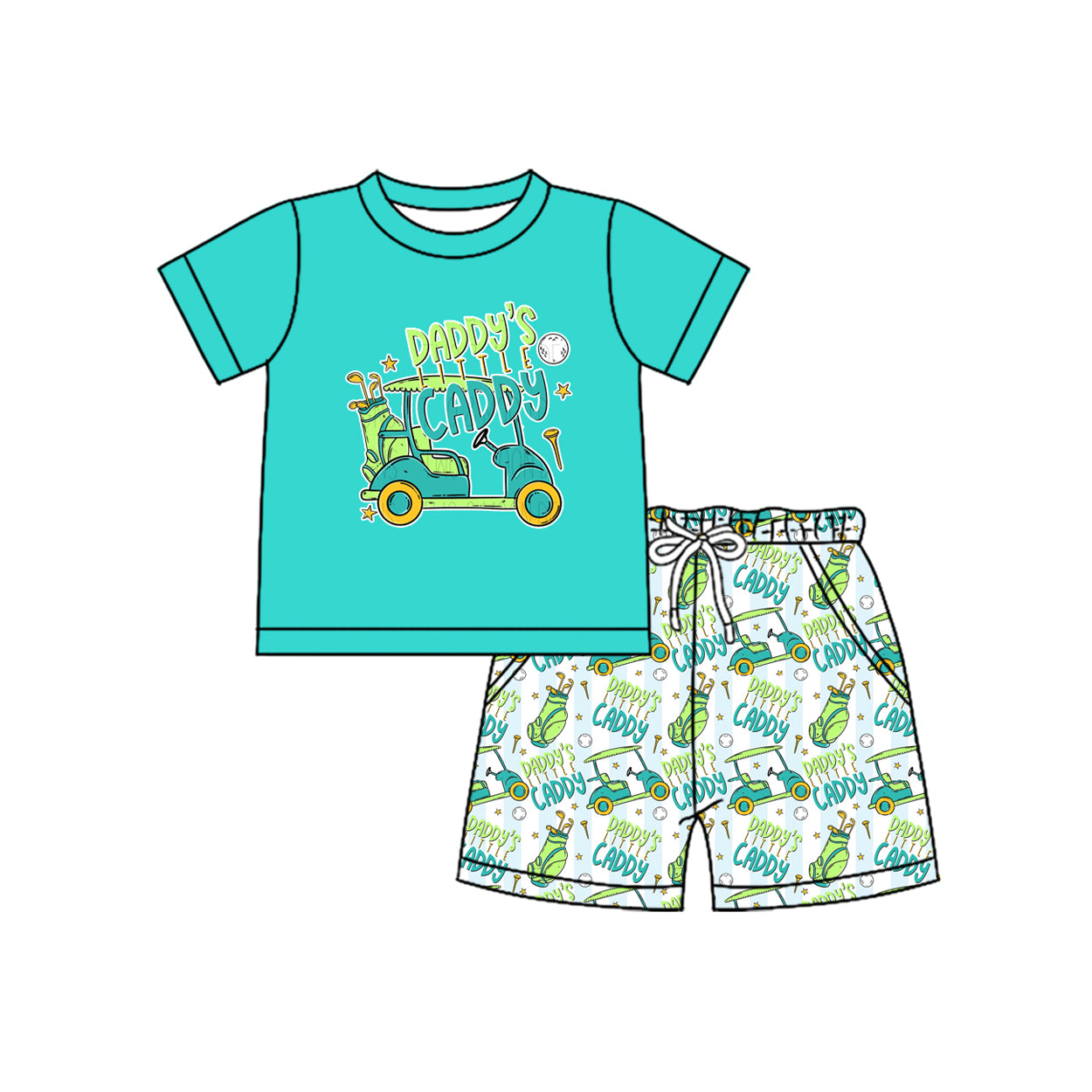 presale BSSO1645 Baby Boys Daddy's Caddy Golf Trucks Top Pockets Shorts Clothes Sets  D 1128