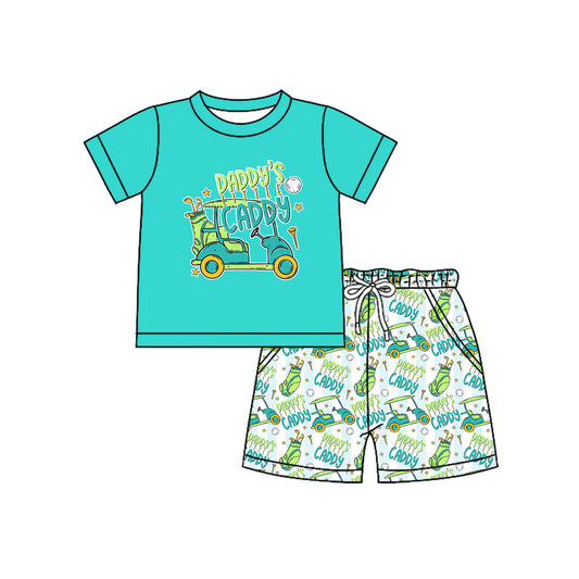 presale BSSO1645 Baby Boys Daddy's Caddy Golf Trucks Top Pockets Shorts Clothes Sets D 1128