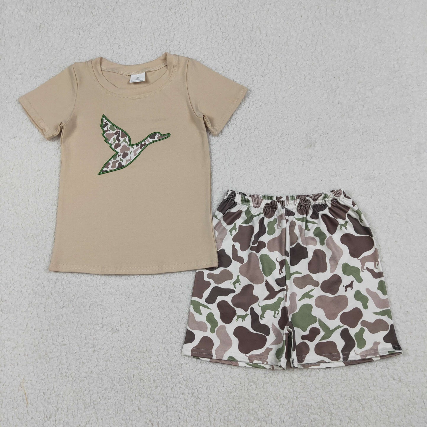 Baby Boys Embroidery Camo Ducks Top And Shorts Set Hunting Themed Clothing Outfit for Infants