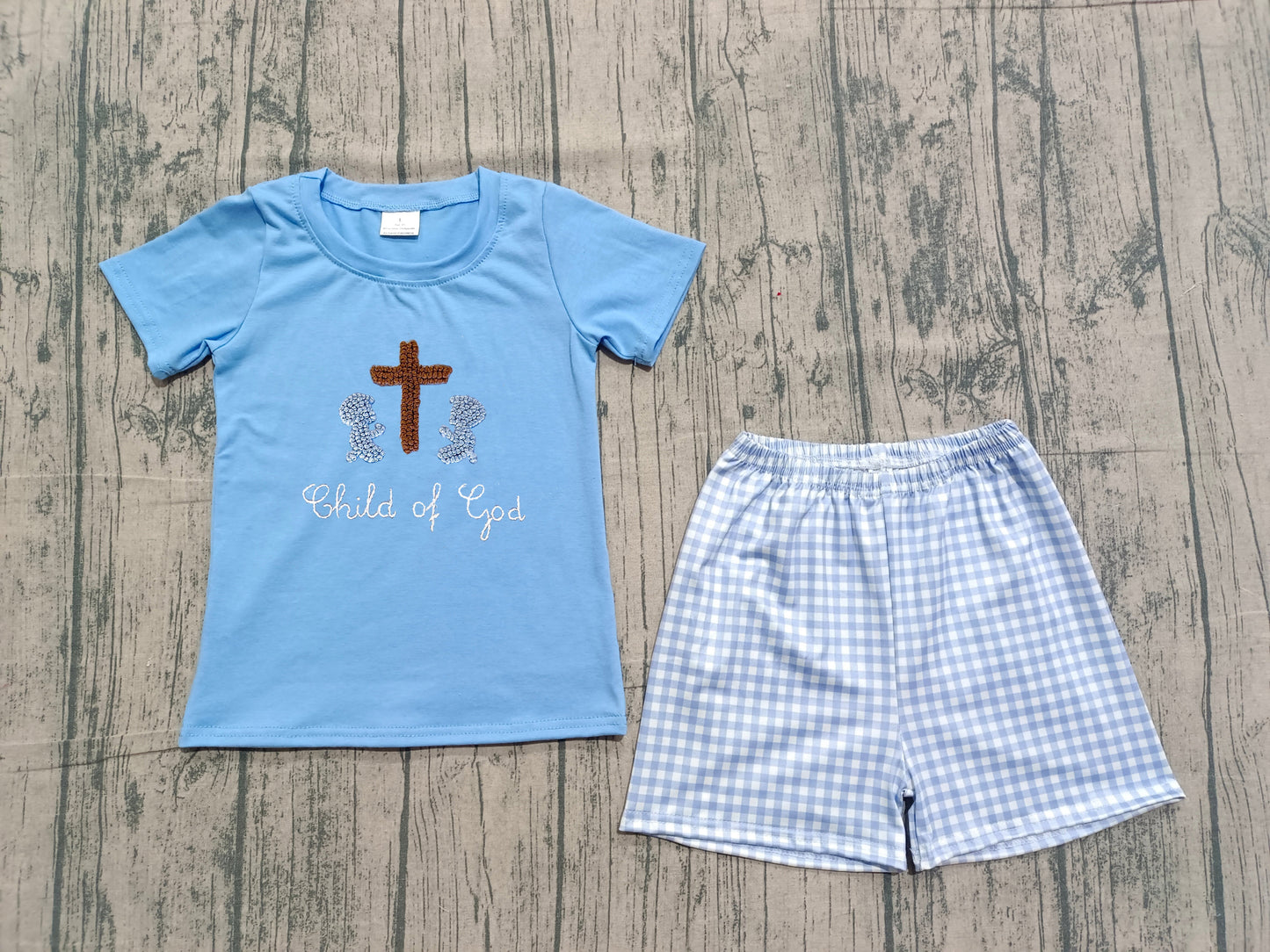 pre order child of god shorts set (do embroidery)
