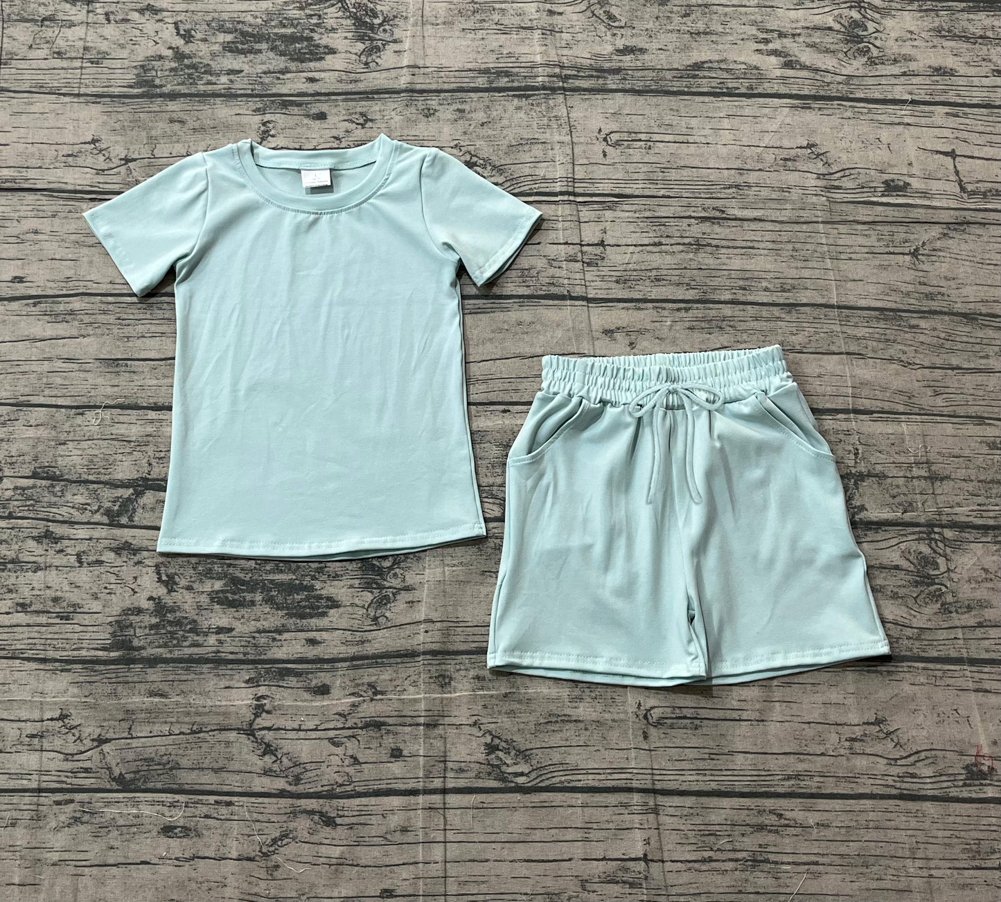Pre-order Baby Boys Light Blue Shirts Top Pockets Shorts Clothes Sets