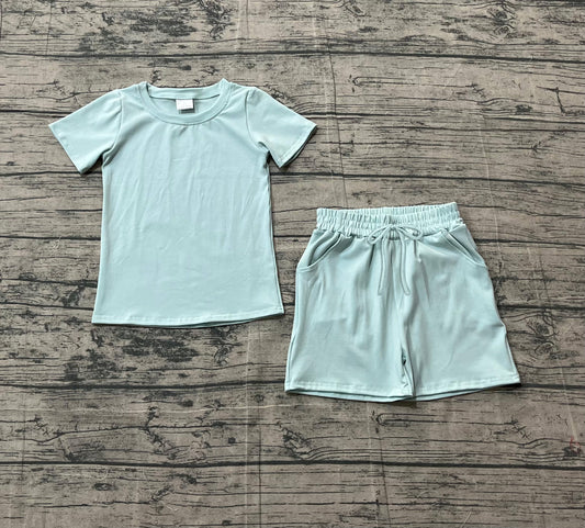 Pre-order Baby Boys Light Blue Shirts Top Pockets Shorts Clothes Sets