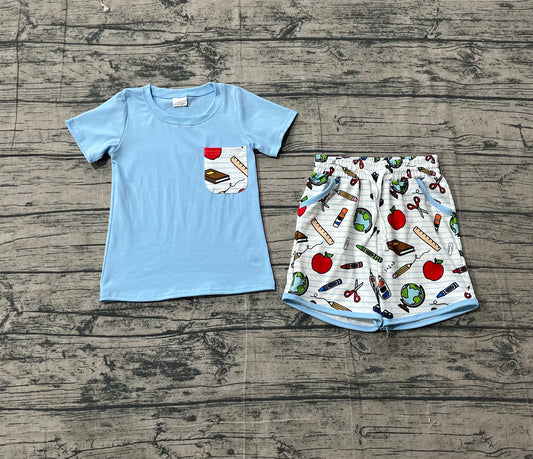Pre order ABC apple back to school boy shorts set
