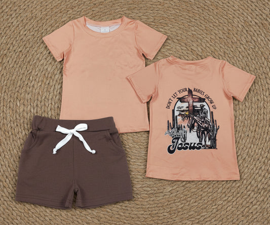 jesus rodeo pocket shorts set boy clothing