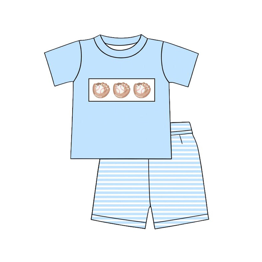 Pre order blue baseball shorts set boy