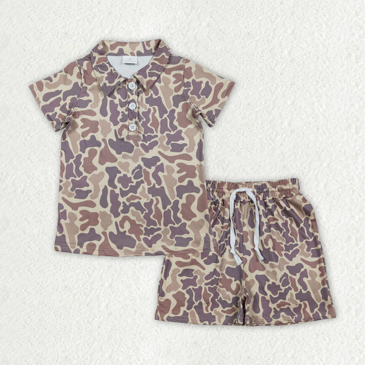 camo polo tee shorts set kids clothing