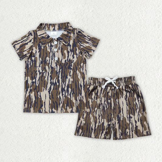camo polo tee shorts set kids clothing